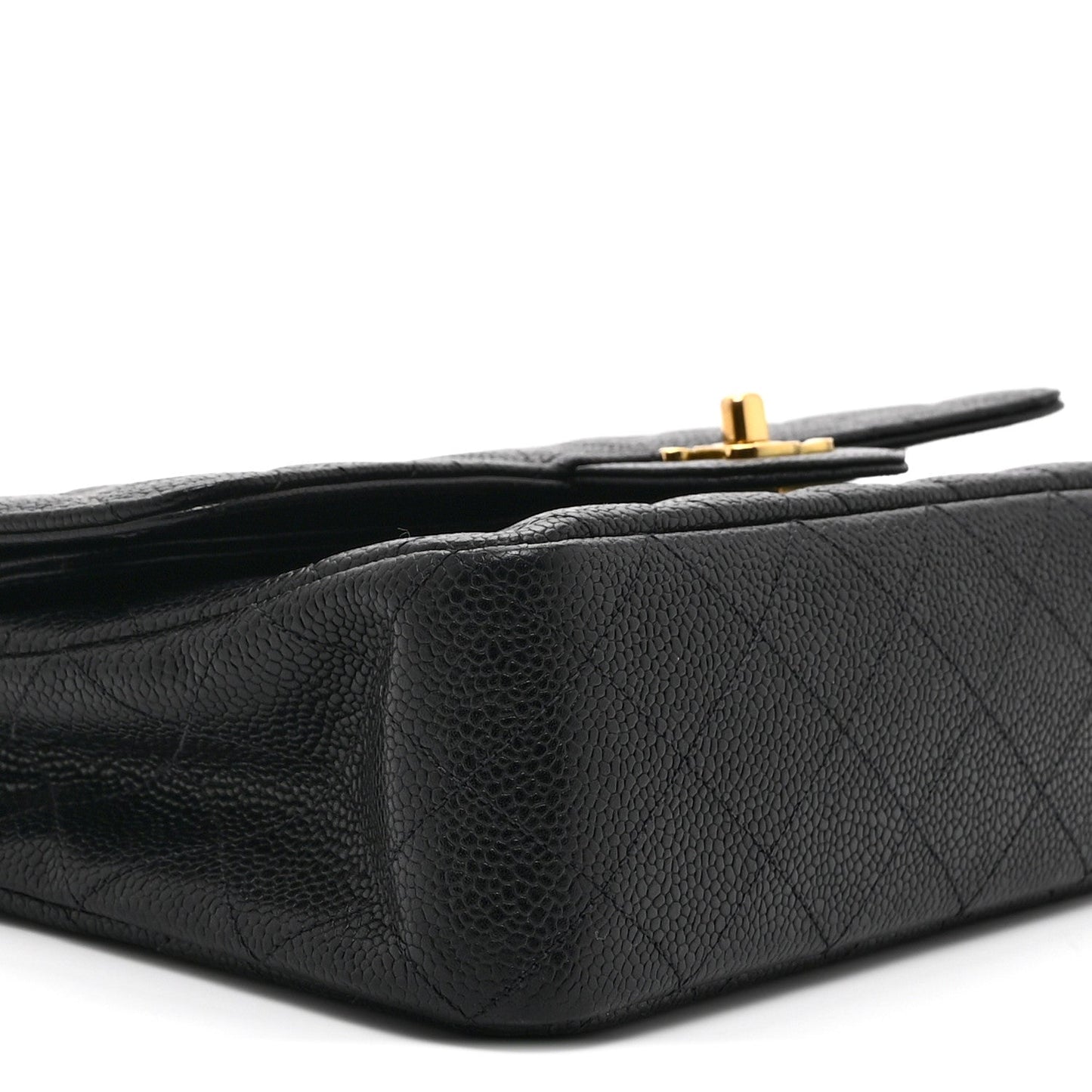 Caviar Quilted Medium Double Flap Black