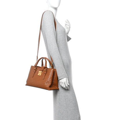 Calfskin Intrecciato Small Roma Noce