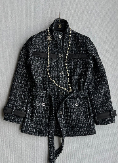 Chanel 2025 Belt Jacket Black Wool Cashmere 318587