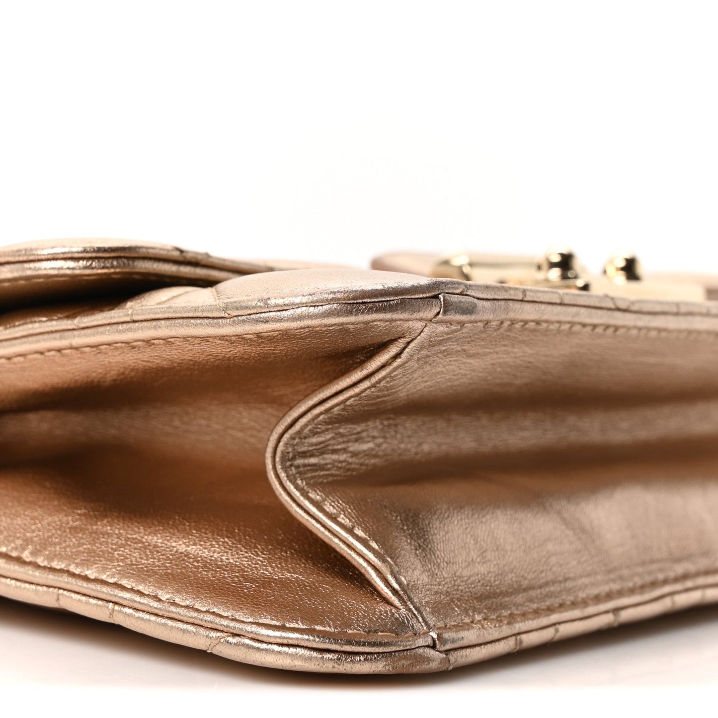 Metallic Lambskin Cannage Miss Dior Promenade Pouch Gold