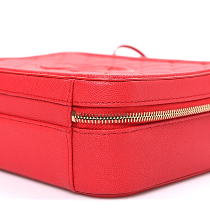Caviar Quilted Medium CC Filigree Vanity Case Red