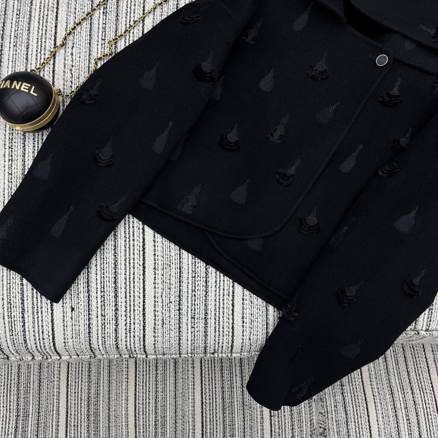 HM 25FW Hooded Double-faced Black Cashmere Short Coat