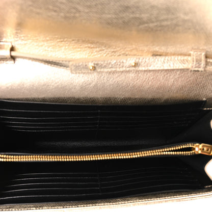 Metallic Calfskin Tri-Quilt Monogram Envelope Chain Wallet  Oro