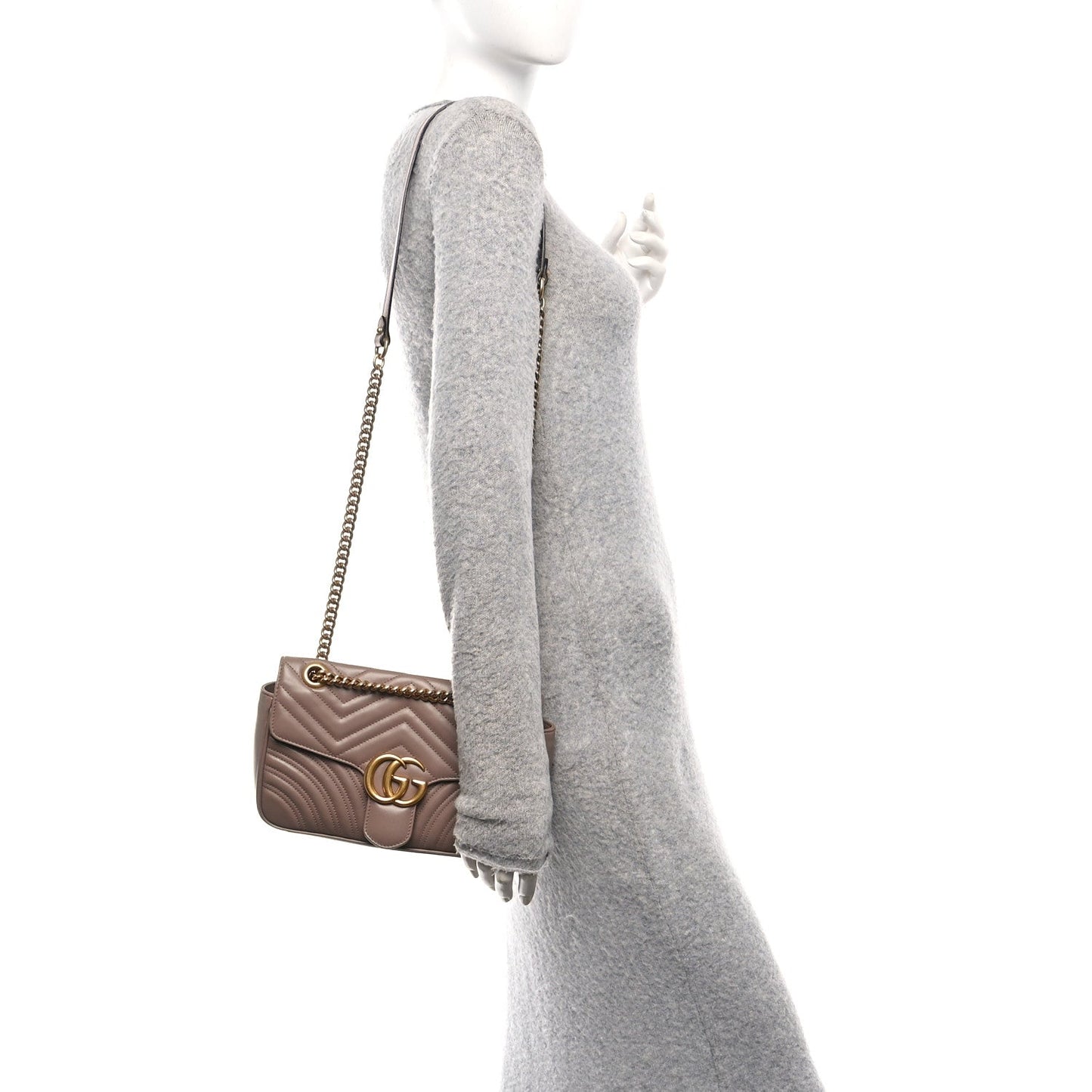 Calfskin Matelasse Small GG Marmont Shoulder Bag Porcelain Rose