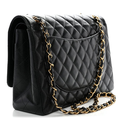 Caviar Quilted Maxi Double Flap Black