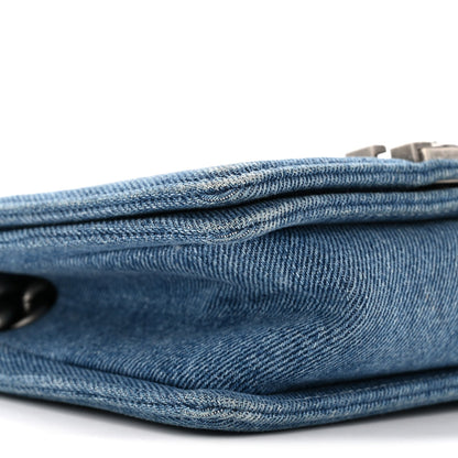 Denim Quilted Small Boy Flap Blue