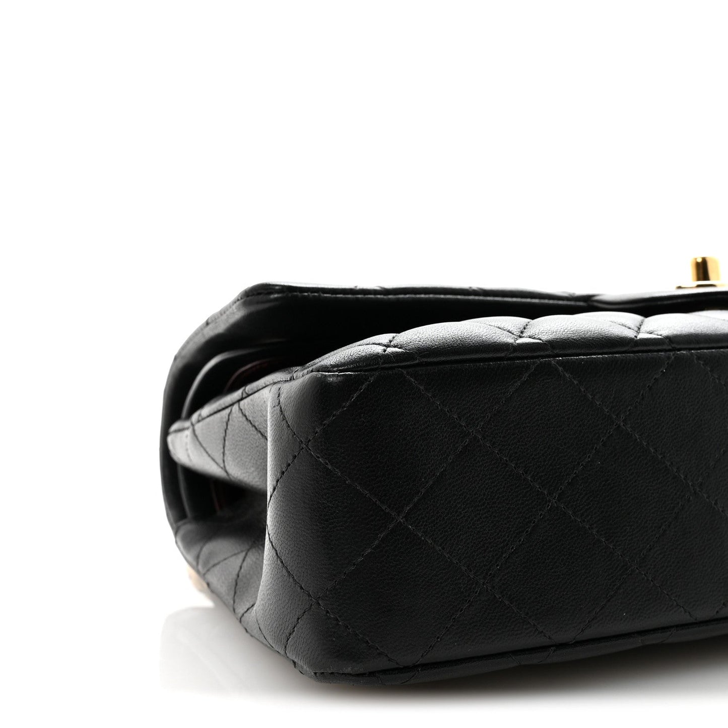 Lambskin Quilted Medium Double Flap Black