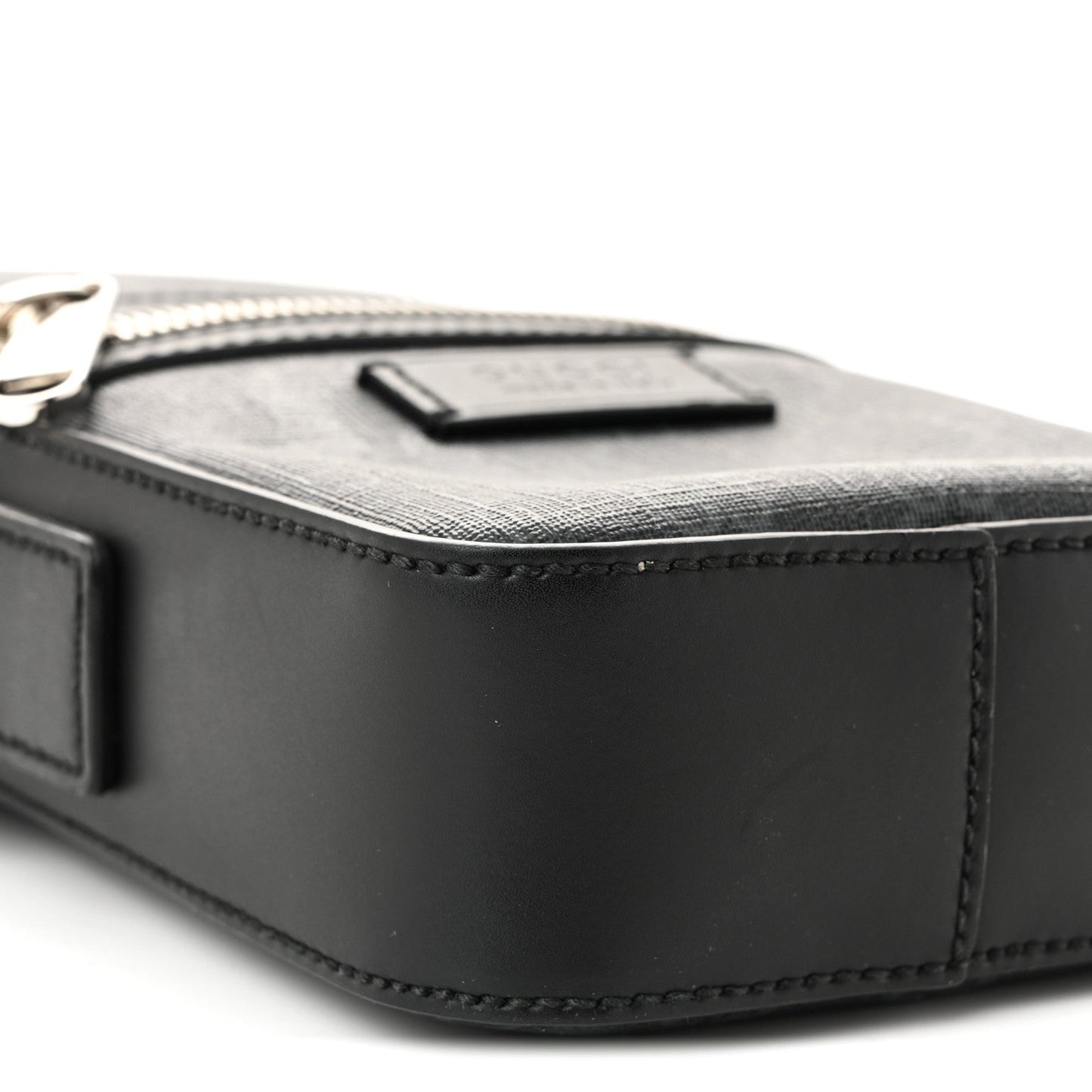 GG Supreme Monogram Appia Calfskin Web Small Camera Messenger Bag Black Grey