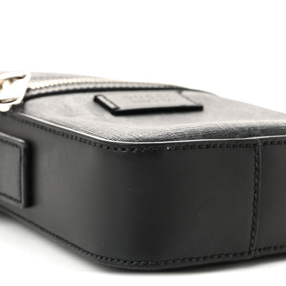 GG Supreme Monogram Appia Calfskin Web Small Camera Messenger Bag Black Grey