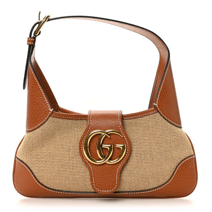 Canvas Textured Dollar Calfskin Small Aphrodite Shoulder Bag Beige Tan