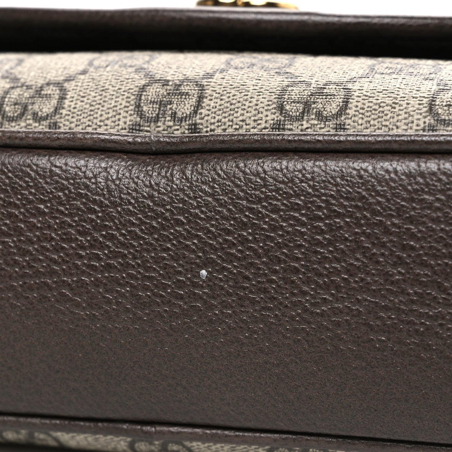 GG Supreme Monogram Textured Dollar Calfskin Web Studded Mini Ophidia Flap Shoulder Bag Beige Ebony New Acero