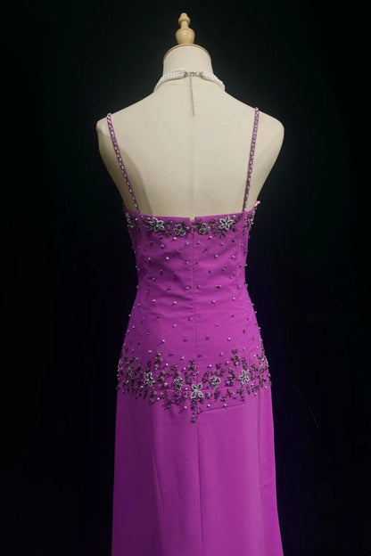 formaldressy-Purple beaded long satin Prom dress gh6245