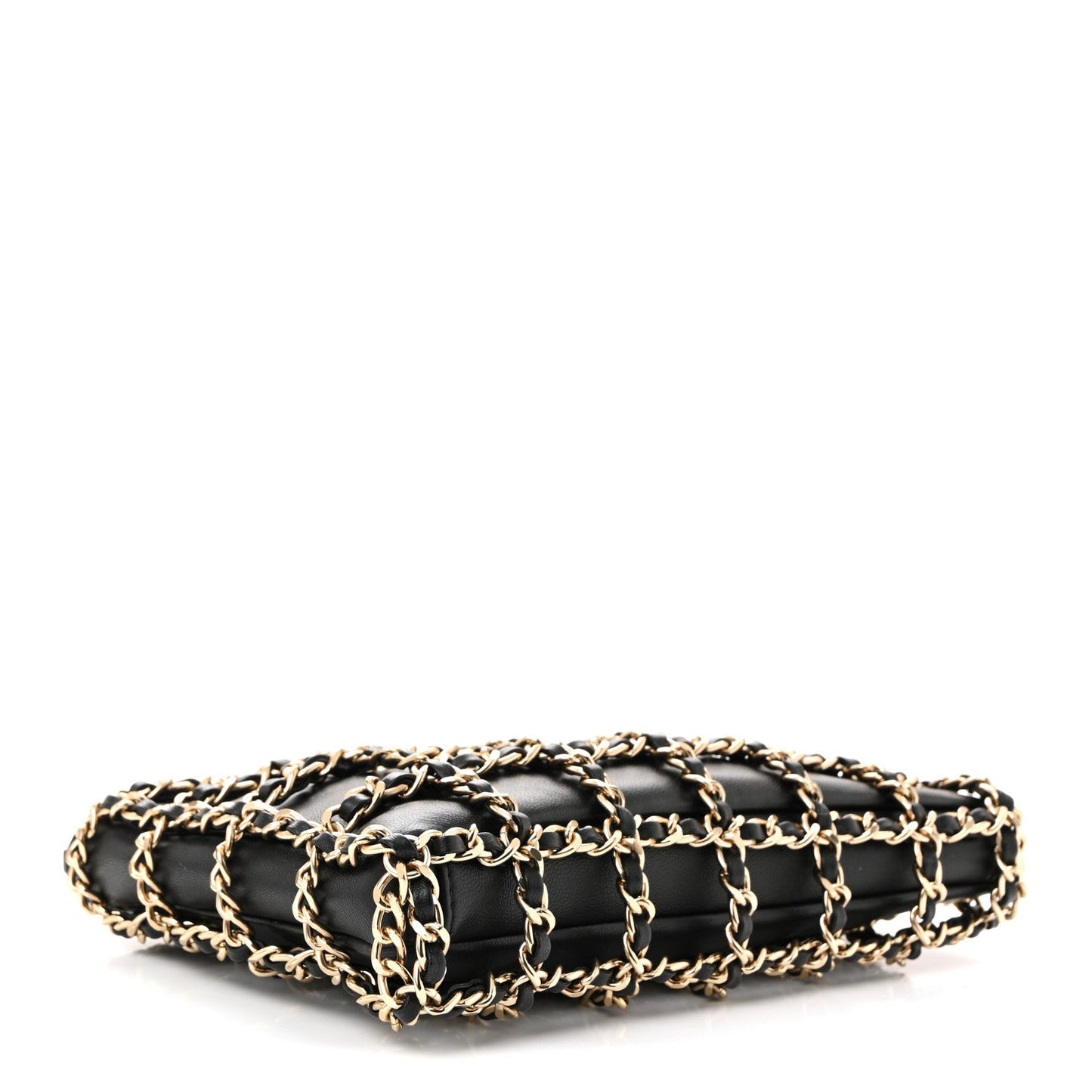 Lambskin Chain Frame Shoulder Bag Black