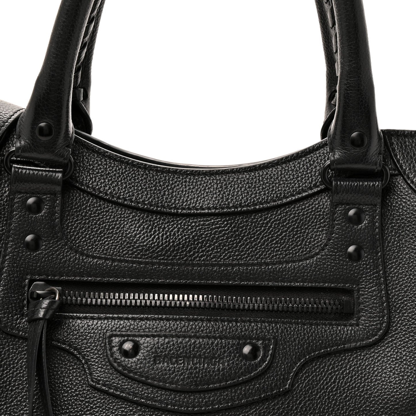 Grained Calfskin Neo Classic Black Hardware Medium City Black