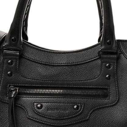 Grained Calfskin Neo Classic Black Hardware Medium City Black