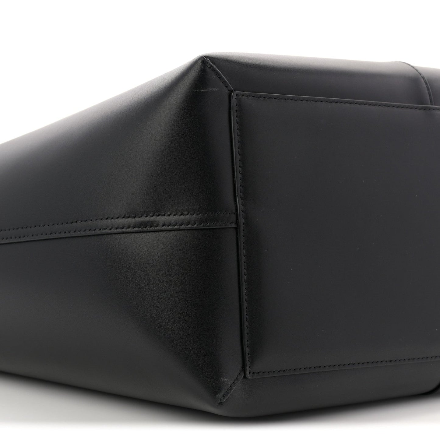 Smooth Calfskin Maxi Trapezoid Shopping Tote Black