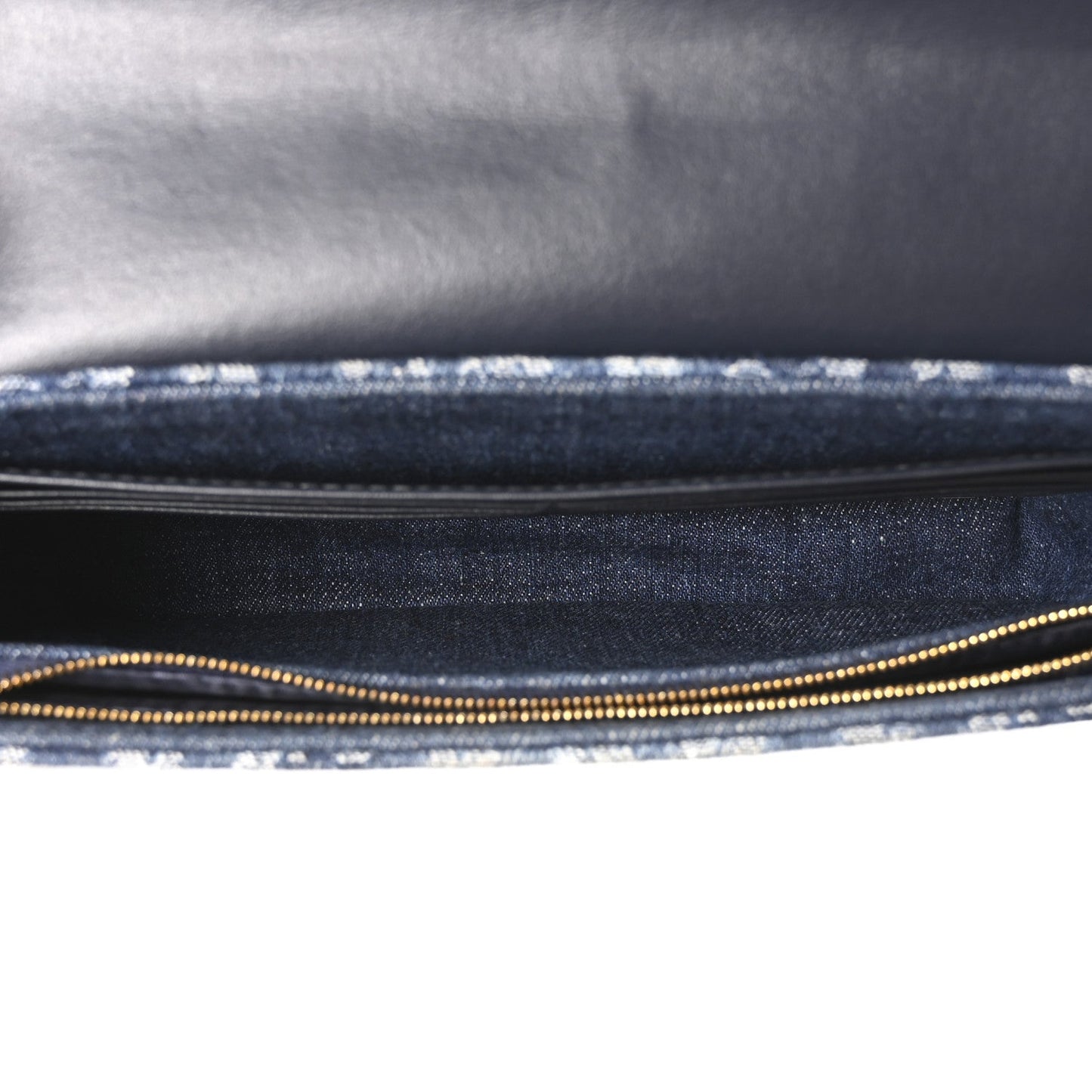 Oblique Denim Saddle Chain Long Wallet Blue