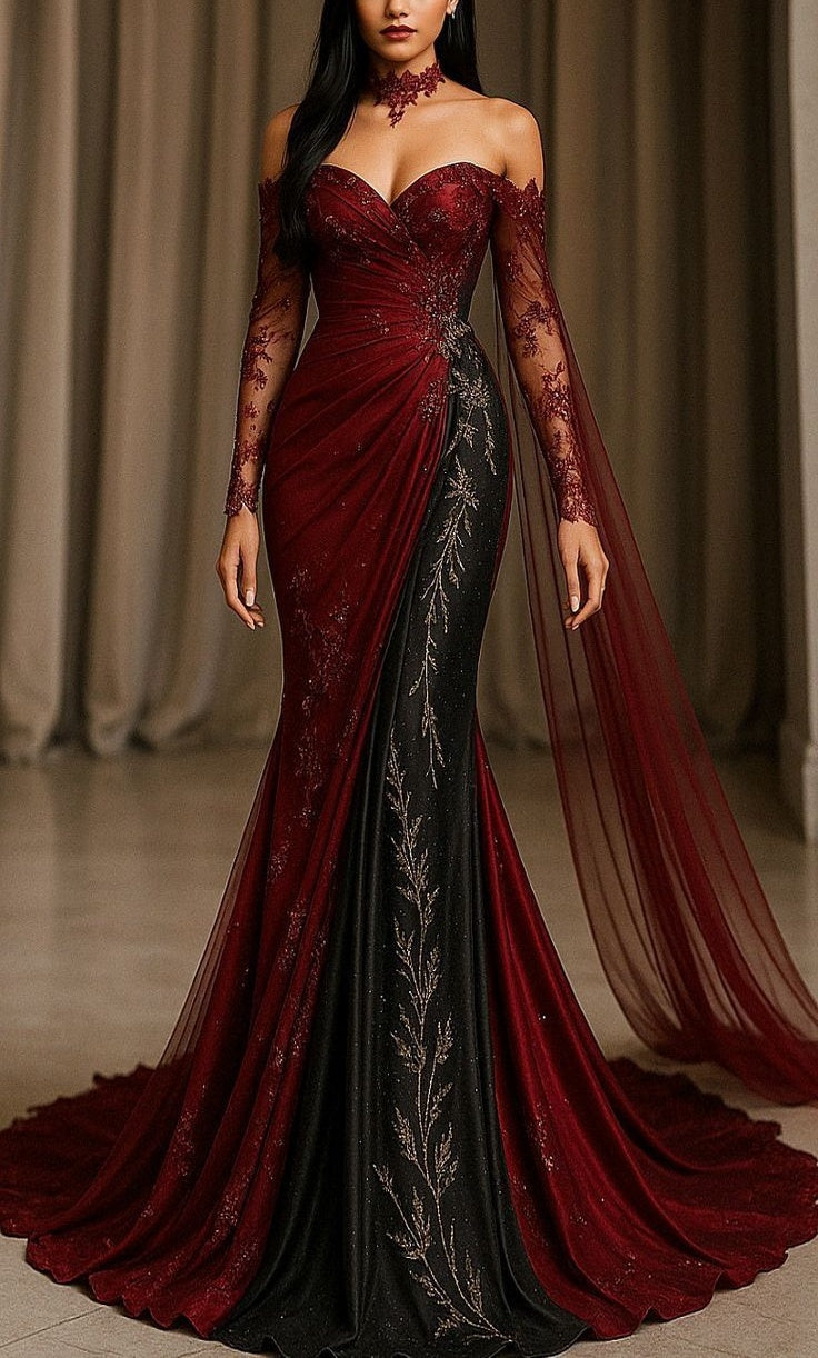 formaldressy-Burgundy Exquisite Beaded Floor-Length Retro Elegant Prom Dress Evening Dress gh5944