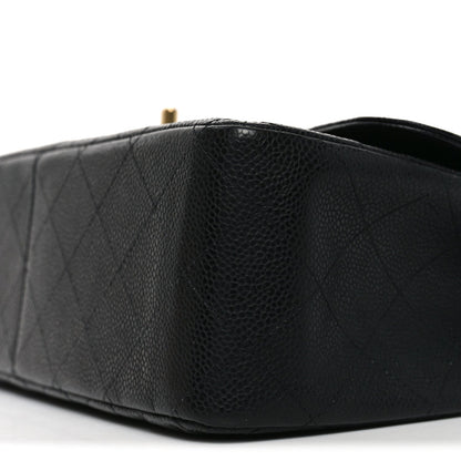 Caviar Quilted Jumbo Double Flap Black