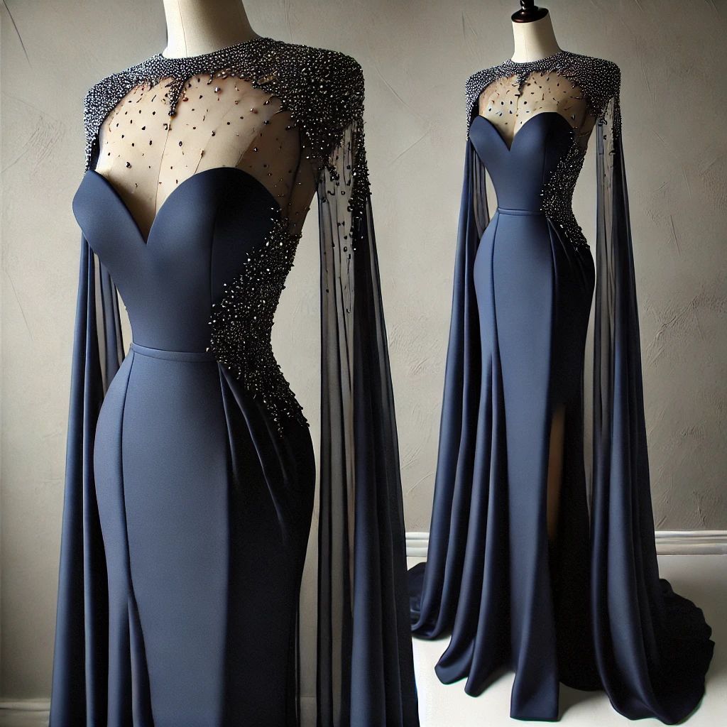 formaldressy-Navy blue exquisite beaded sweetheart neckline long satin prom dress evening dress party dress gh5385
