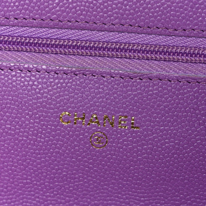 Caviar Quilted Wallet On Chain WOC Purple
