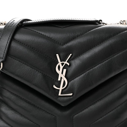 Calfskin Y Quilted Monogram Small Loulou Chain Satchel Black