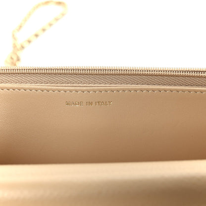 Caviar Quilted Wallet on Chain WOC Beige