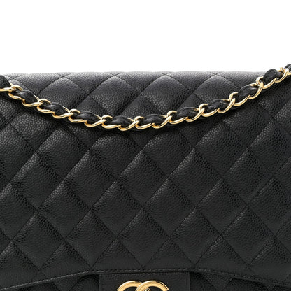 Caviar Quilted Maxi Double Flap Black