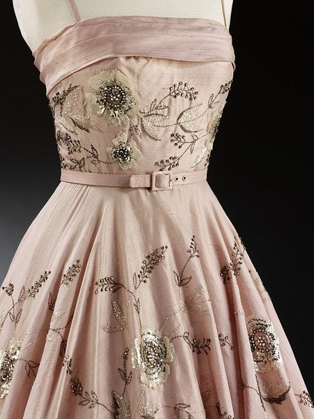formaldressy--PINK DELICATE FLORAL BEADED LONG SATIN PROM DRESS gh5549