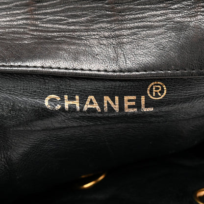 Lambskin Quilted Drawstring Backpack Black