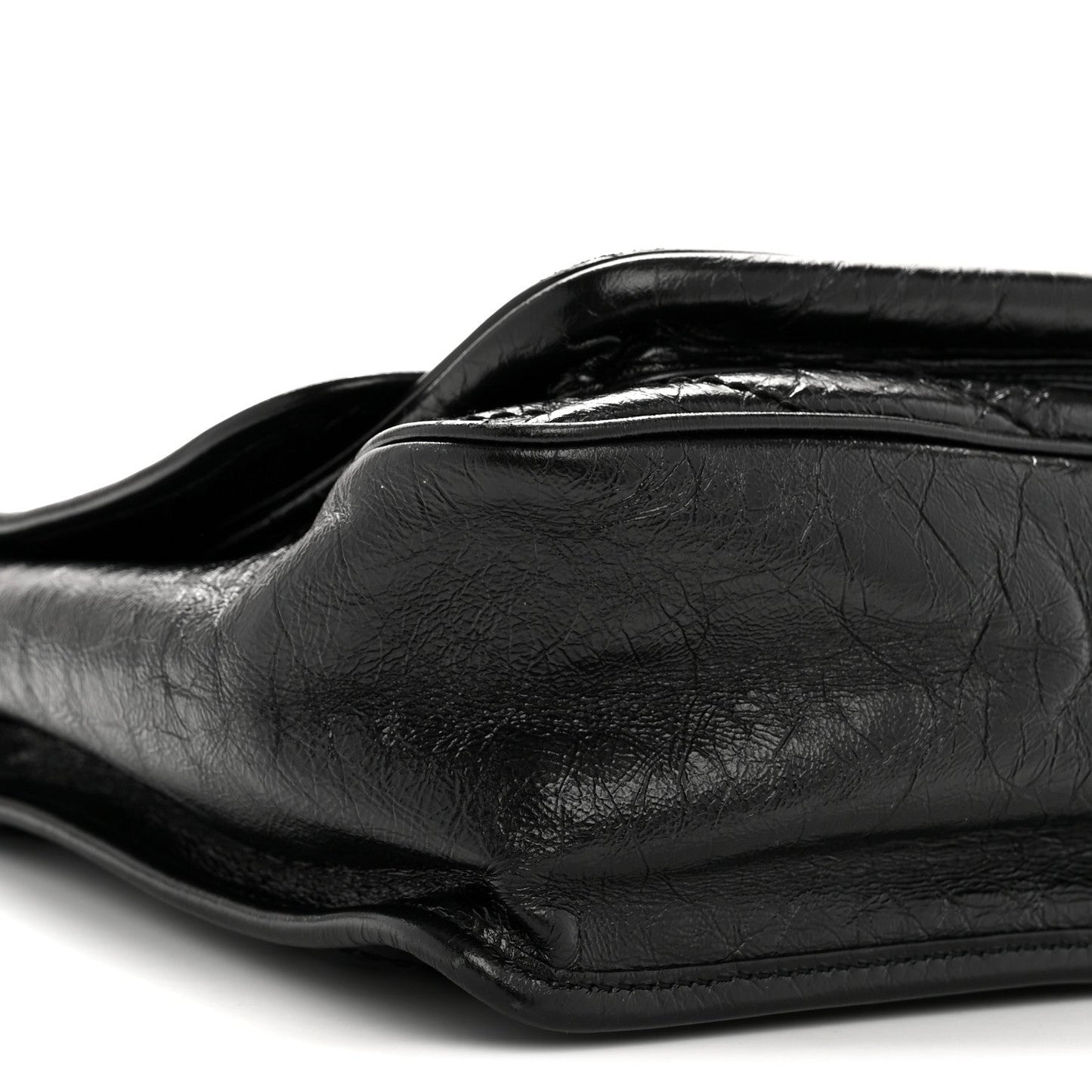 Crinkled Calfskin Matelasse Monogram Medium Niki Chain Satchel Black
