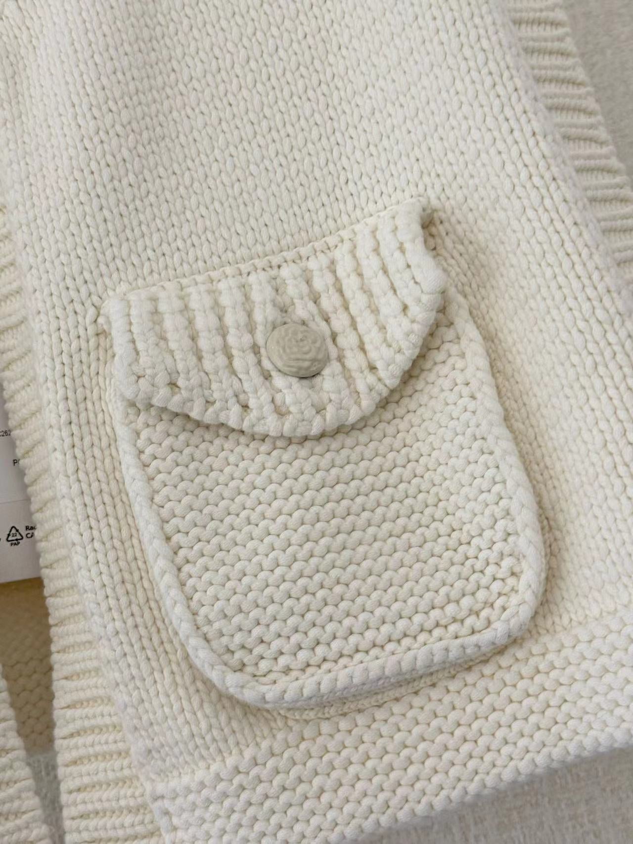 CC 25 White Cardigan Short-Sleeves Cotton