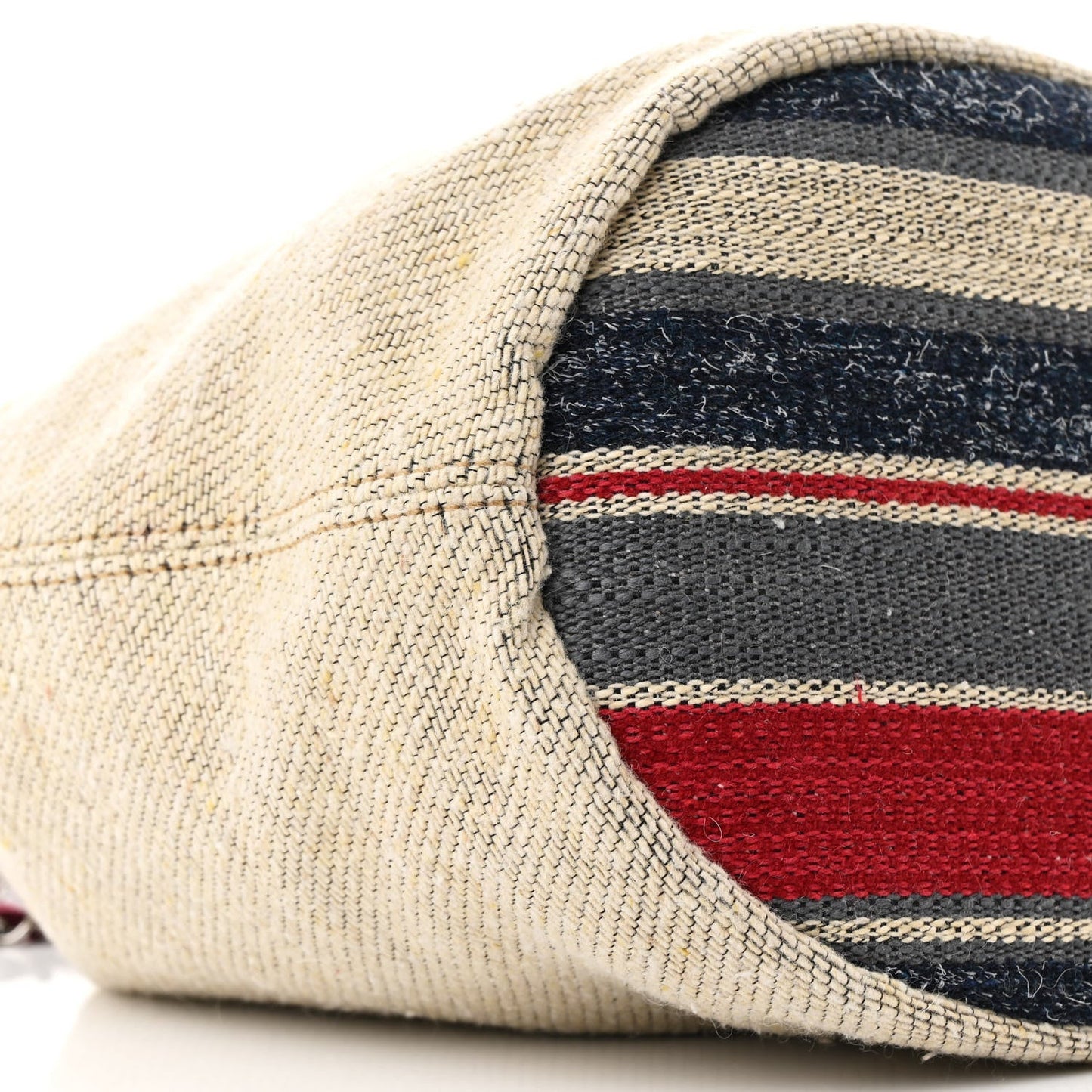Striped Canvas Deauville Drawstring Bag Beige