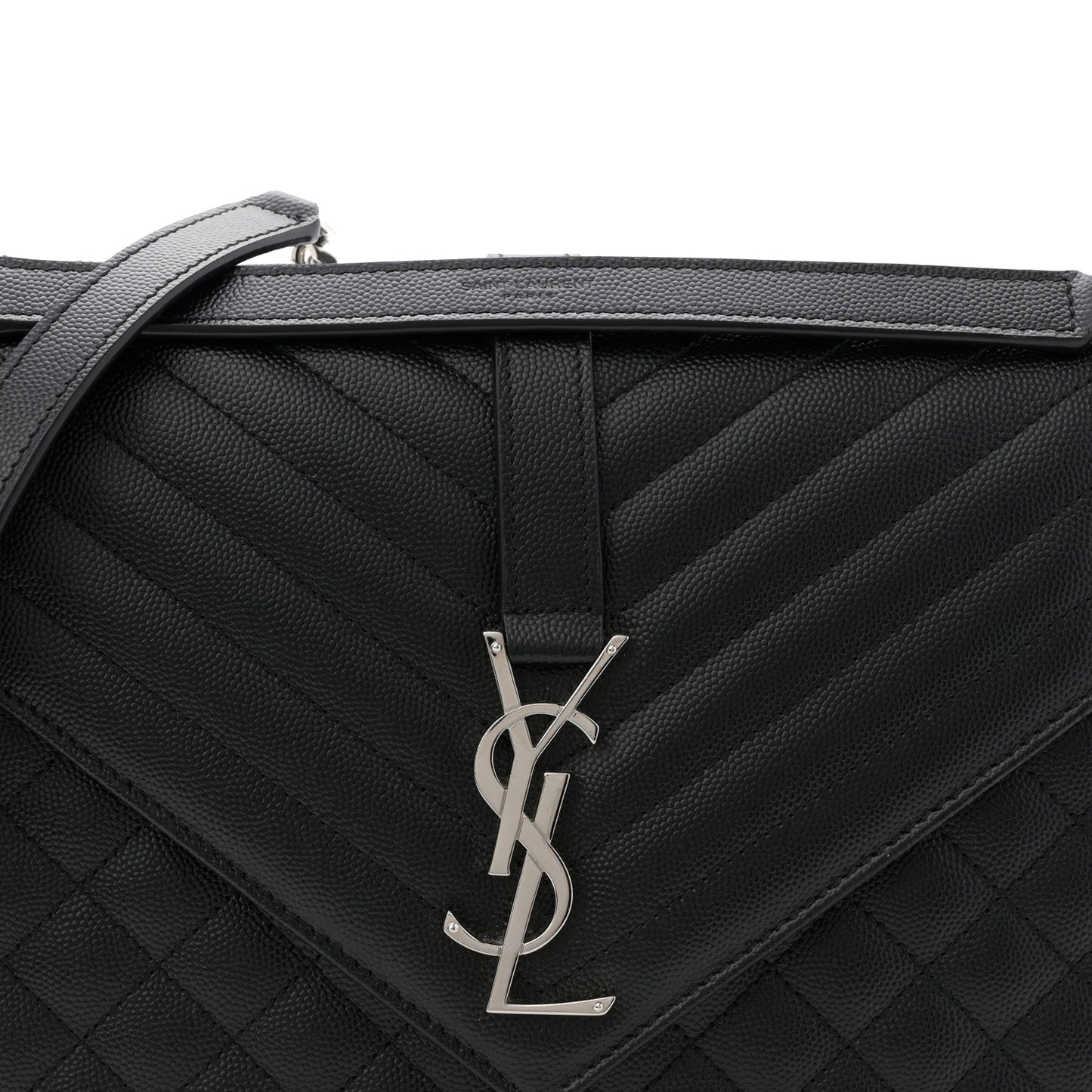 Grain De Poudre Textured Mixed Matelasse Large Triquilt Monogram Satchel Black