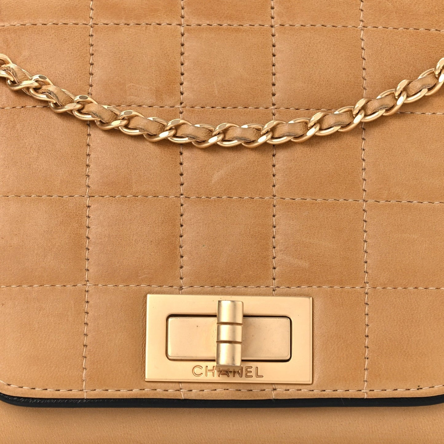 Lambskin Chocolate Bar Accordion Reissue Flap Beige
