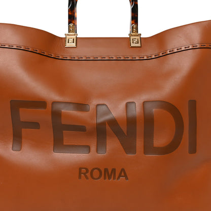 Vitello King Plexiglass Large Fendi Sunshine Shopper Tote Cuoio