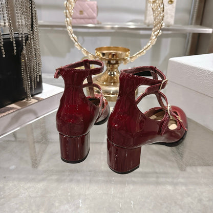 CD 26 Heel Mary Jane 40 Dark Red Patent Leather 592223