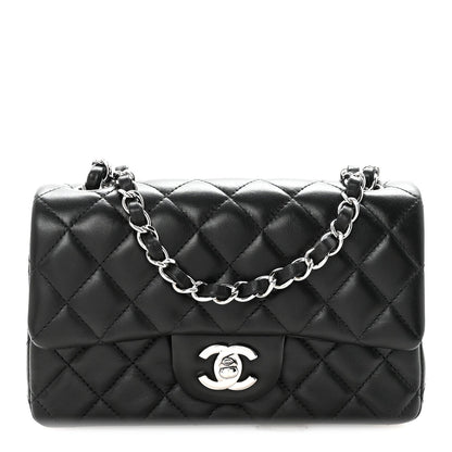 Lambskin Quilted Mini Rectangular Flap Black