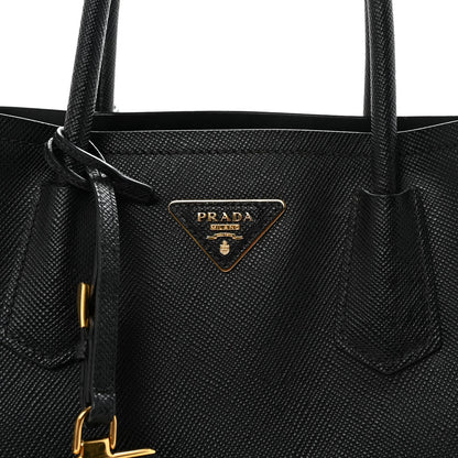 Saffiano Cuir Small Double Bag Black
