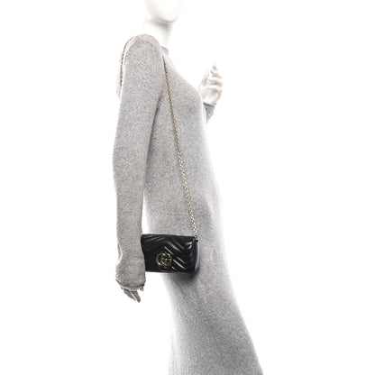Lambskin Matelasse Mini GG Marmont Shoulder Bag Black