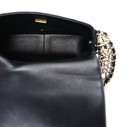 Lambskin Quilted Mini Chain Rows Flap Black