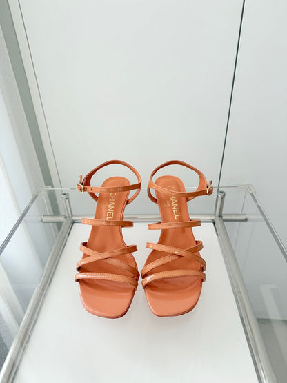 Chanel Cruise 26 Sandal 70mm Orange Lambskin 597355