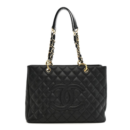 Caviar Quilted Grand Shopping Tote GST Black