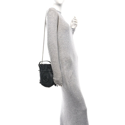 Sakai Be Green Calfskin Diagonal Stitched Mini Blondie Bucket Bag Black