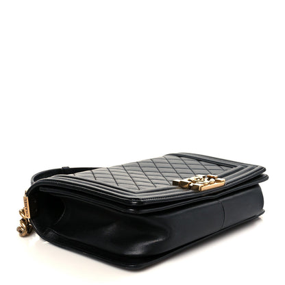 Lambskin Quilted Medium Boy Flap Black