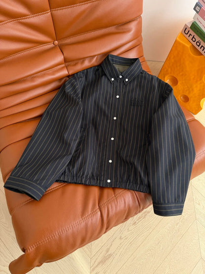 Miumiu 2026 Striped Set Dark Blue Cotton