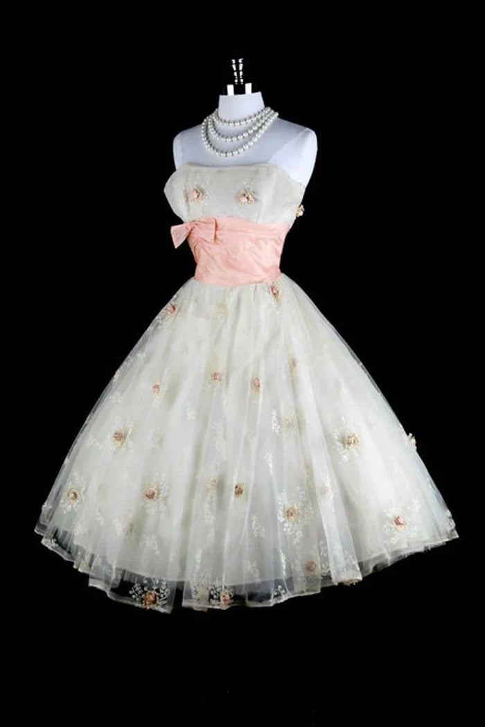 formaldressy--Pink Floral Tulle Sweet Off-the-Shoulder Short Homecoming Dress Hoco Dress gh5615