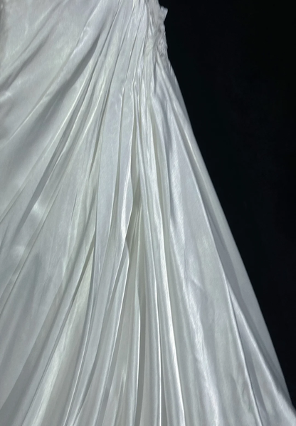 Classic Elegant Wedding Gown Mermaid One Shoulder Long White Satin 70s Wedding Dresses Vintage Bridal Gowns DH1147