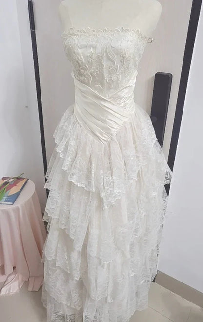 formaldressy--White Long Elegant Tulle Ball Gown Wedding Dress gh5565