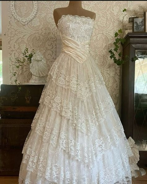 formaldressy--White Long Elegant Tulle Ball Gown Wedding Dress gh5565